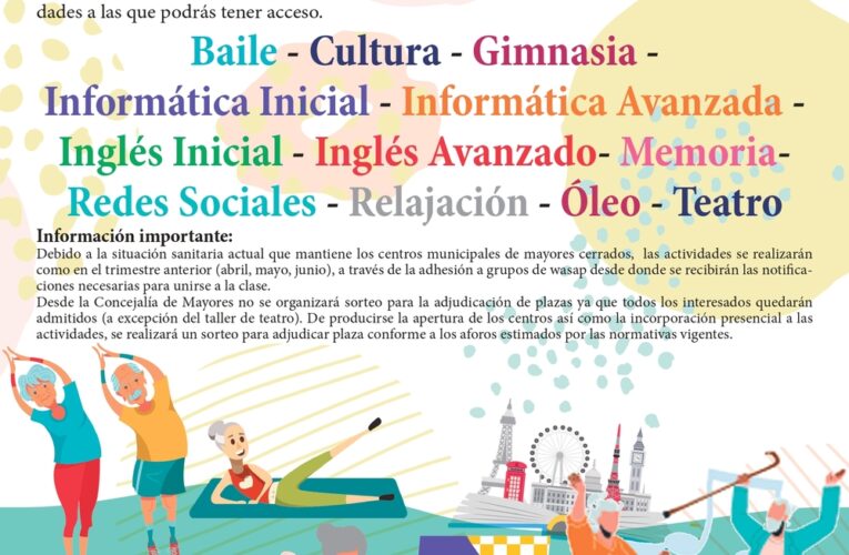 Los Centros Municipales de Mayores comenzarán sus clases online a partir del 5 de octubre