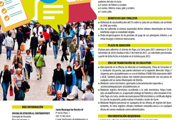 Mañana comienza el plazo para acogerse al sistema de pago a la carta