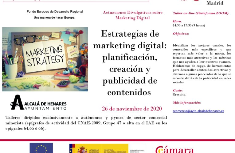 Comercio organiza para este jueves un taller gratuito online de marketing digital