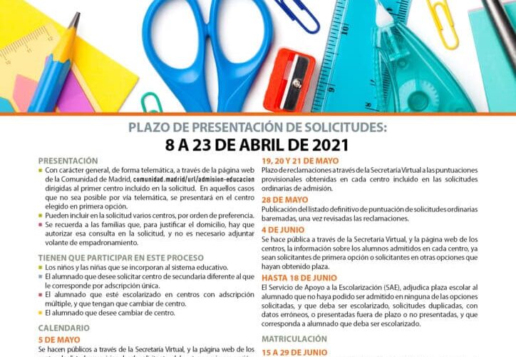 ALCALÁ DE HENARES/ Comienza el proceso de escolarización para el curso 2021-2022