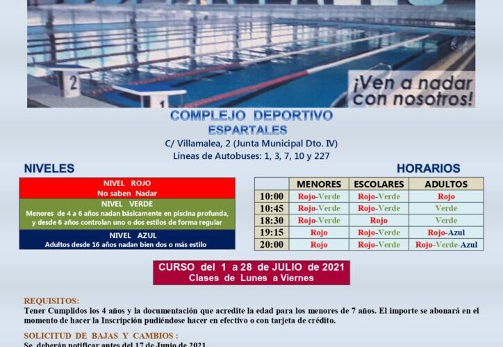 ALCALÁ DE HENARES/ Abierto el plazo de inscripción de los cursos de natación de verano