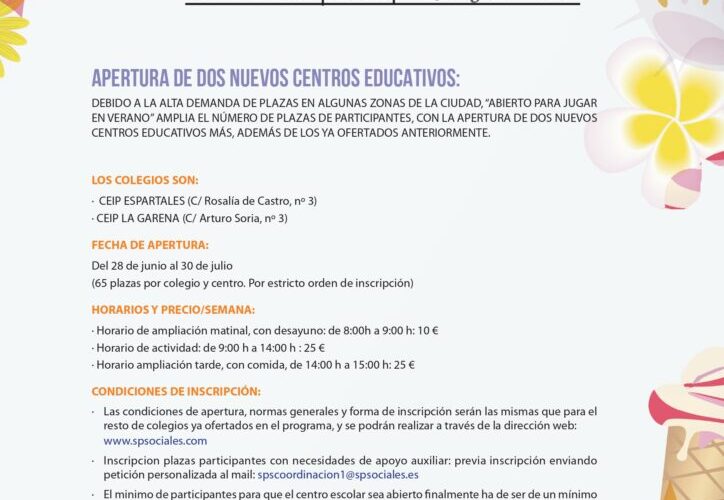 ALCALÁ DE HENARES/ Los colegios Espartales y La Garena se suman en julio al programa “Abierto para Jugar en Verano”