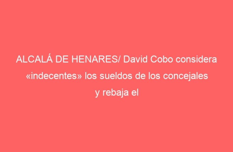 ALCALÁ DE HENARES/ David Cobo considera «indecentes» los sueldos de los concejales y rebaja el suyo