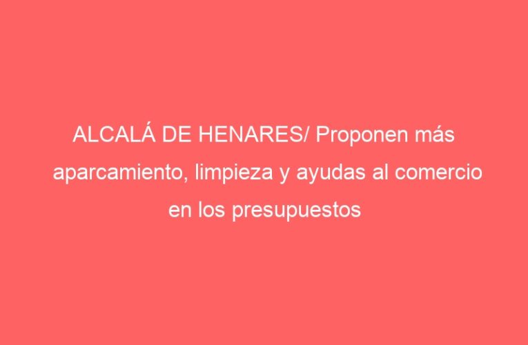 ALCALÁ DE HENARES/ Proponen más aparcamiento, limpieza y ayudas al comercio en los presupuestos 2022