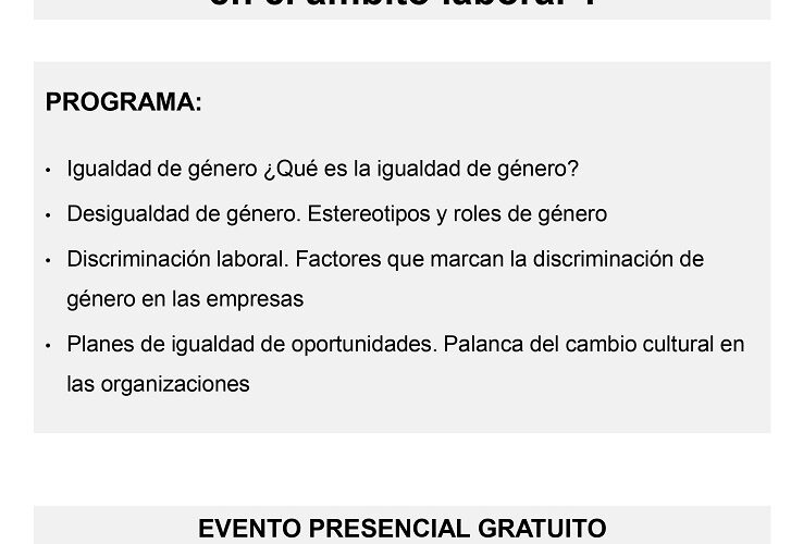 TALLER GRATUITO: La igualdad de oportunidades en el ámbito laboral