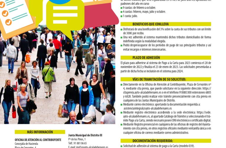 Hoy se abre el plazo para solicitar el pago fraccionado de los impuestos municipales con una bonificación del 3%