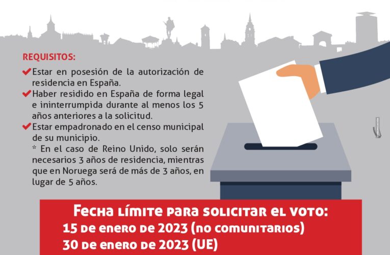 Abierto el plazo para solicitar la inscripción en el censo electoral para ciudadanos de países con acuerdo de reciprocidad de voto