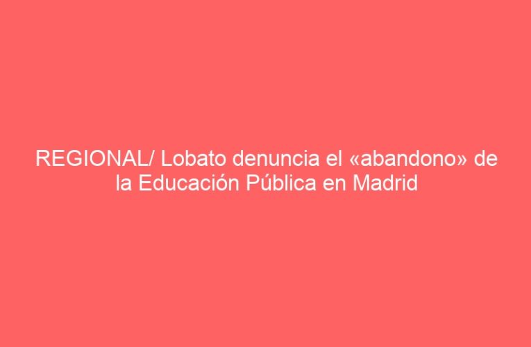 REGIONAL/ Lobato denuncia el «abandono» de la Educación Pública en Madrid