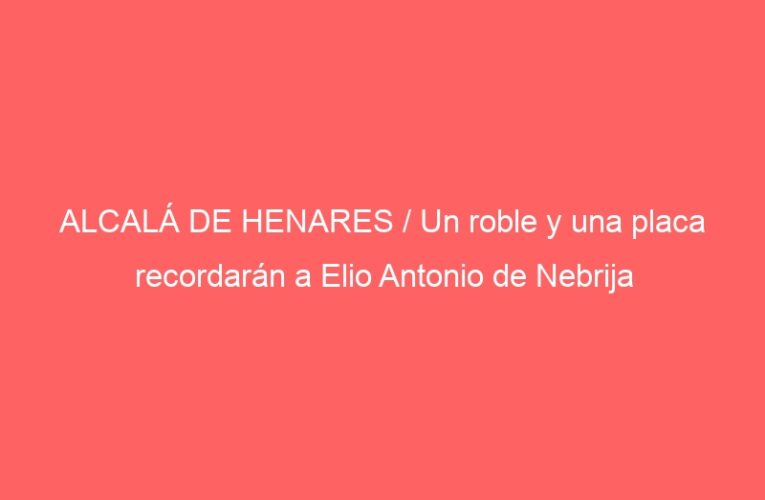 ALCALÁ DE HENARES / Un roble y una placa recordarán a Elio Antonio de Nebrija
