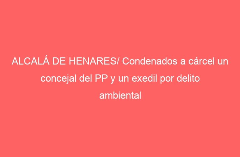 ALCALÁ DE HENARES/ Condenados a cárcel un concejal del PP y un exedil por delito ambiental