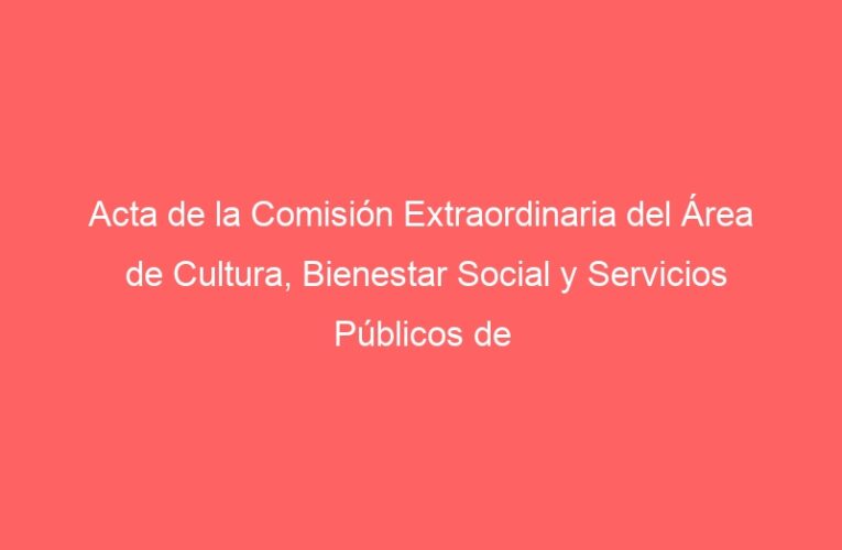 Acta de la Comisión Extraordinaria del Área de Cultura, Bienestar Social y Servicios Públicos de 31-05-2023