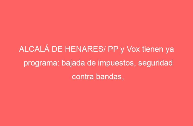 ALCALÁ DE HENARES/ PP y Vox tienen ya programa: bajada de impuestos, seguridad contra bandas, limpieza…