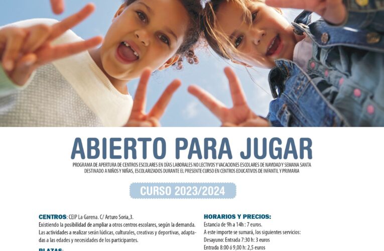 El CEIP La Garena abre para jugar los días no lectivos 13 de octubre y 7 de diciembre
