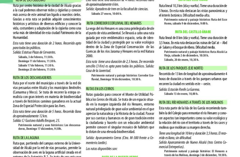 Continúa la programación de las rutas medioambientales en Alcalá de Henares