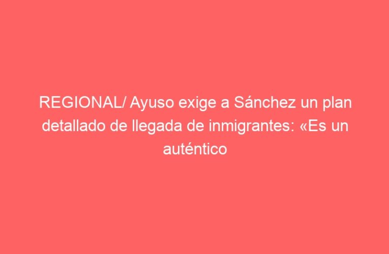 REGIONAL/ Ayuso exige a Sánchez un plan detallado de llegada de inmigrantes: «Es un auténtico caos»