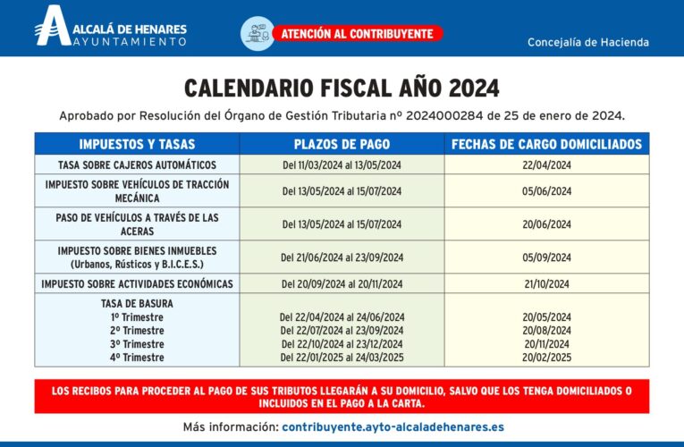 Aprobado el Calendario Fiscal para 2024