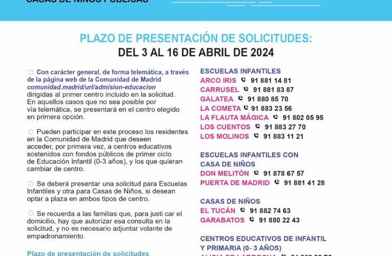 Este miércoles se abre el proceso de admisión de alumnos para el curso 2024/2025