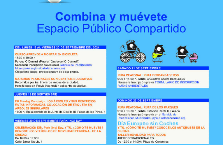 Alcalá celebra del 16 al 22 de septiembre la Semana Europea de la Movilidad bajo el lema ‘Espacio Público Compartido’